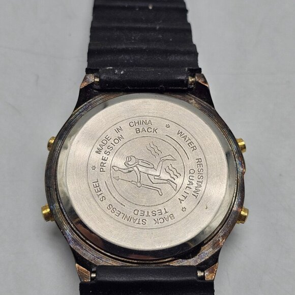 Vintage LEB Digital Chronograph Watch With Gold Accents Water Resistant Band - Picture 7 of 9